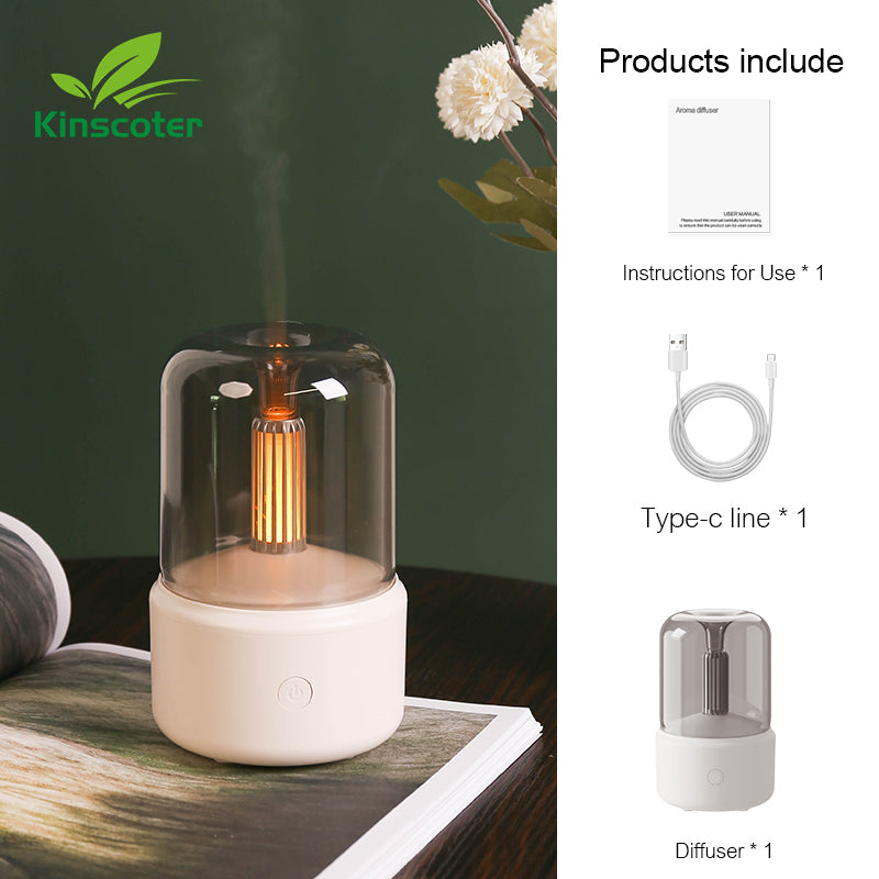 FFENYAN Creative Candle Light Aroma Diffuser Usb Desktop Atmosphere Candle Light  Home Air Humidifier 